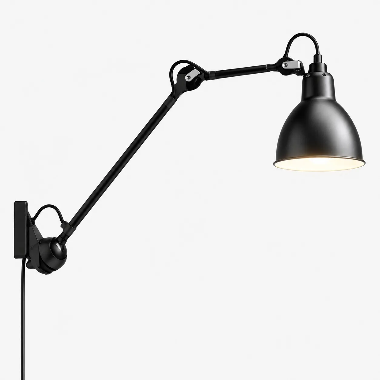 Industrial Matte Black Adjustable Arm Wall Light
