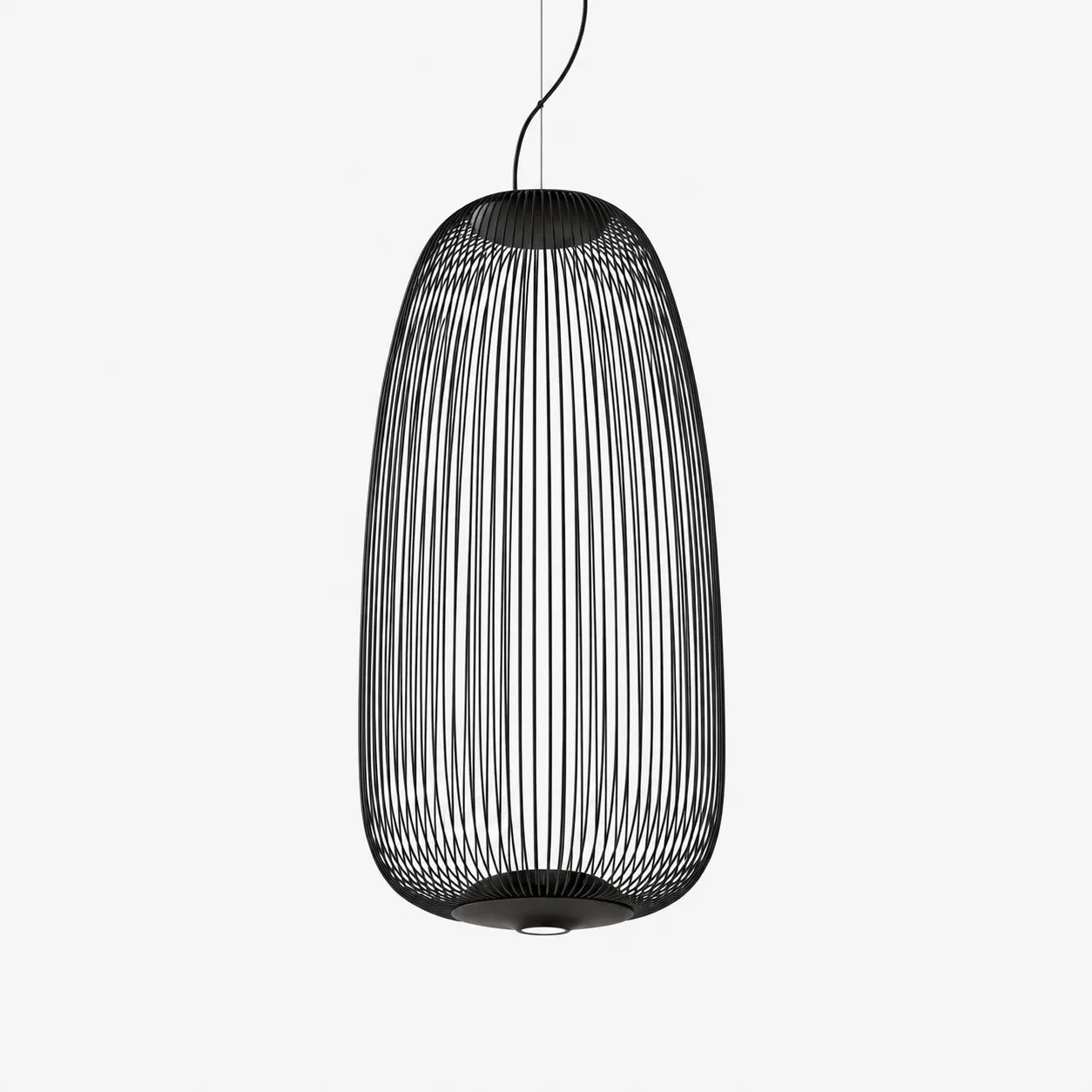 Black tall wire cage pendant