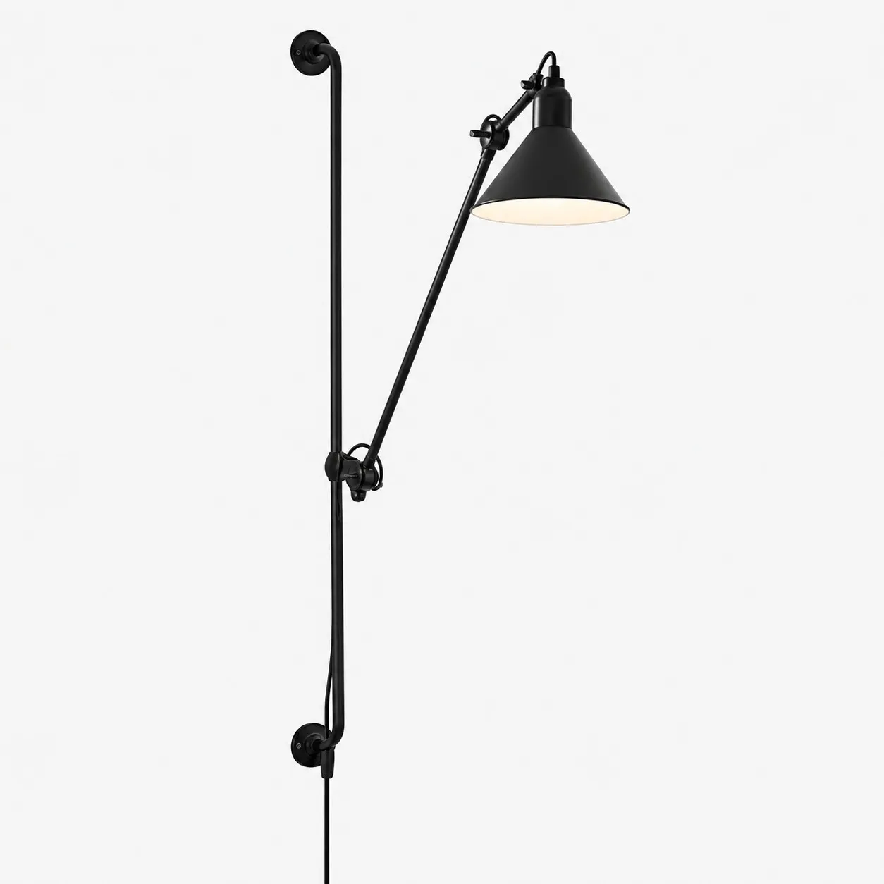 Industrial Matte Black Adjustable Arm Wall Light