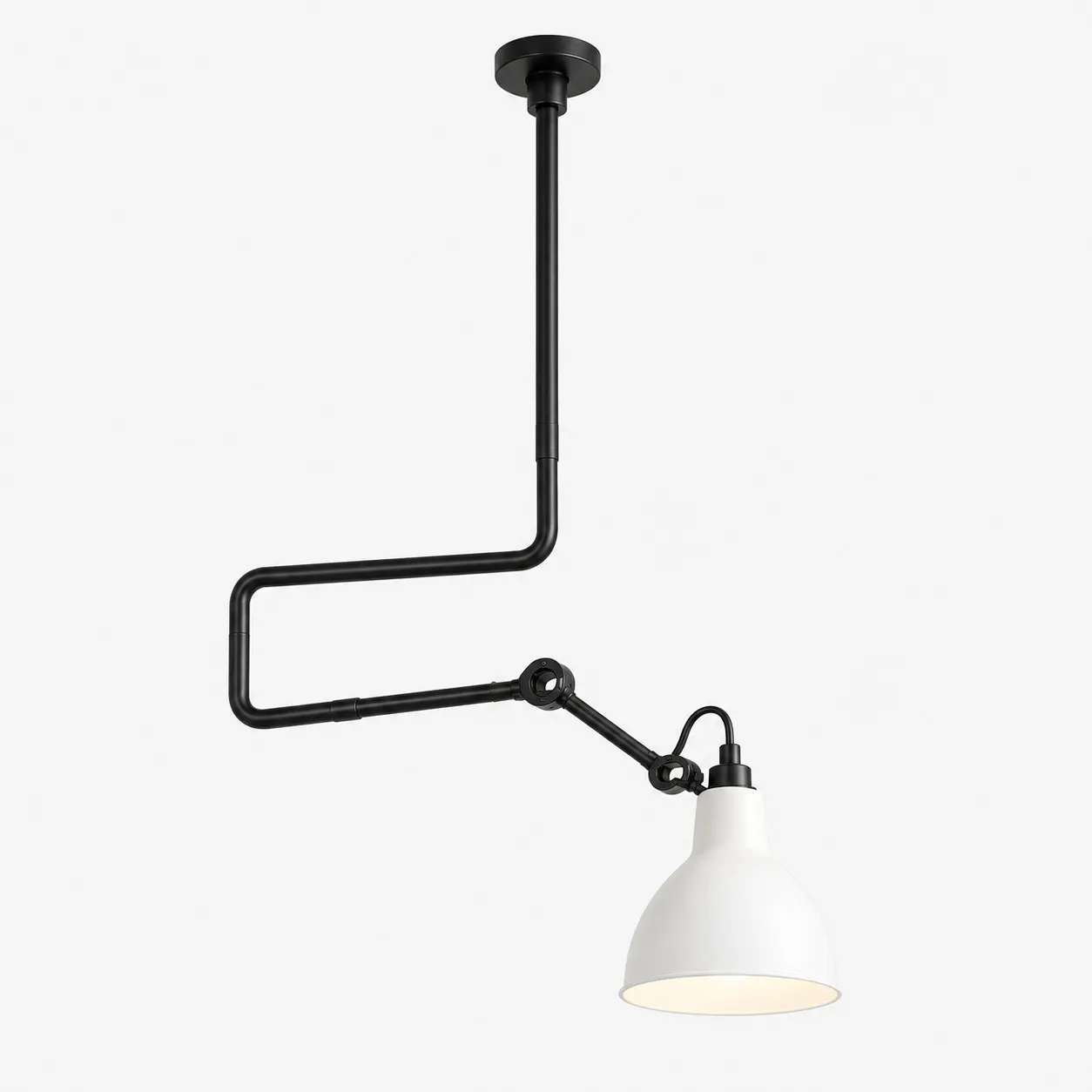 Industrial Matte Black Adjustable Arm Wall Light