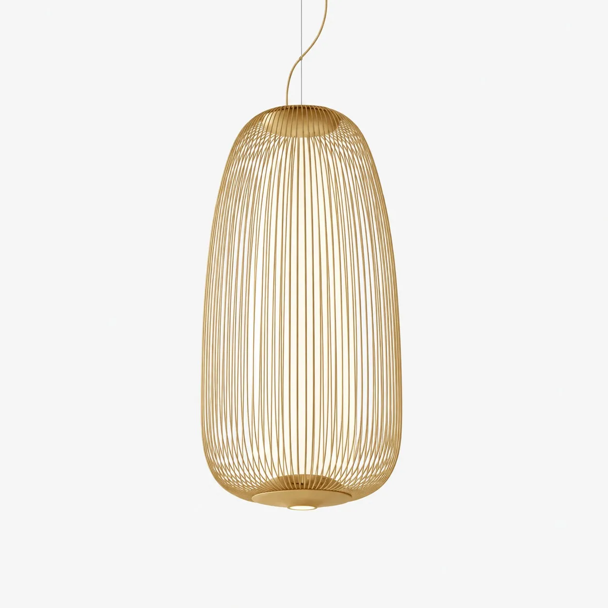 Gold tall wire cage pendant