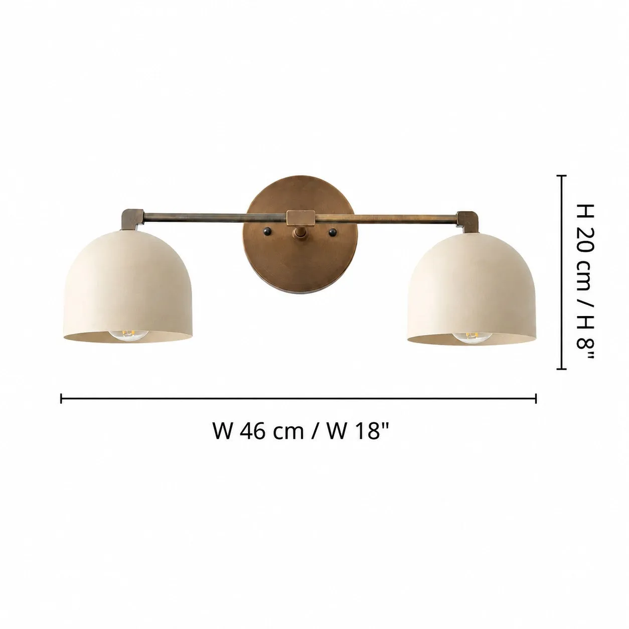 Metio 2-lights wall lamp W 18.0″ × H 8.0″ × D 7.5″ / W 46 cm × H 20 cm × D 19 cm