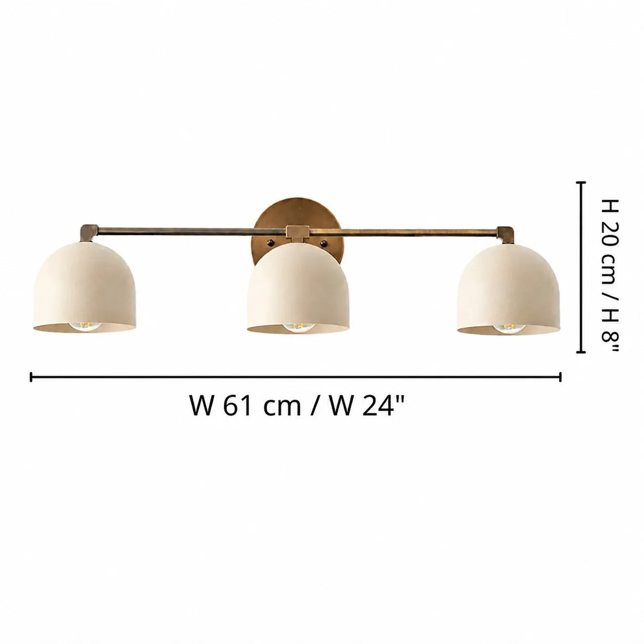 Metio 3-lights wall lamp W 24.0″ × H 8.0″ × D 7.5″ / W 61 cm × H 20 cm × D 19 cm