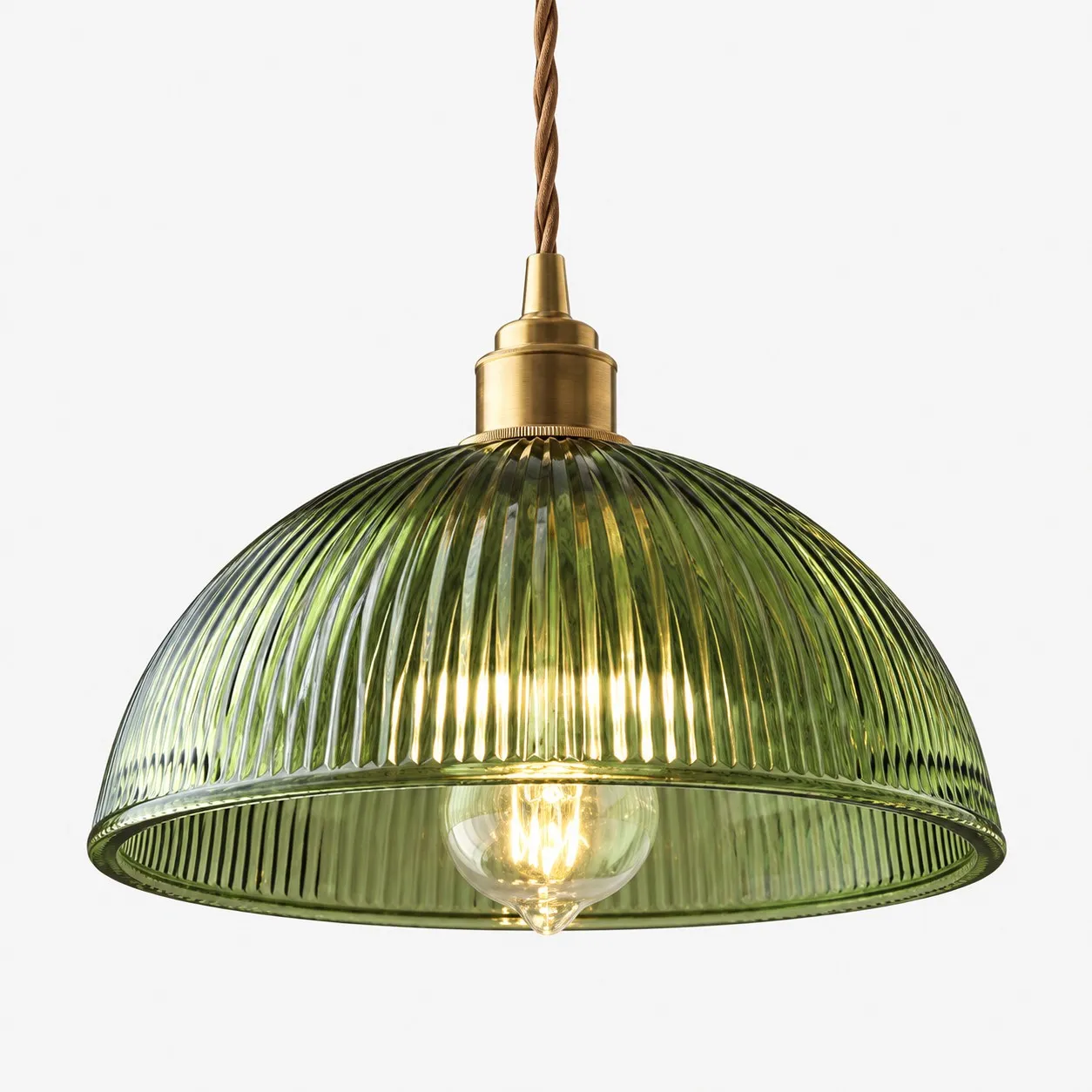 Half Round green ribbed glass shade