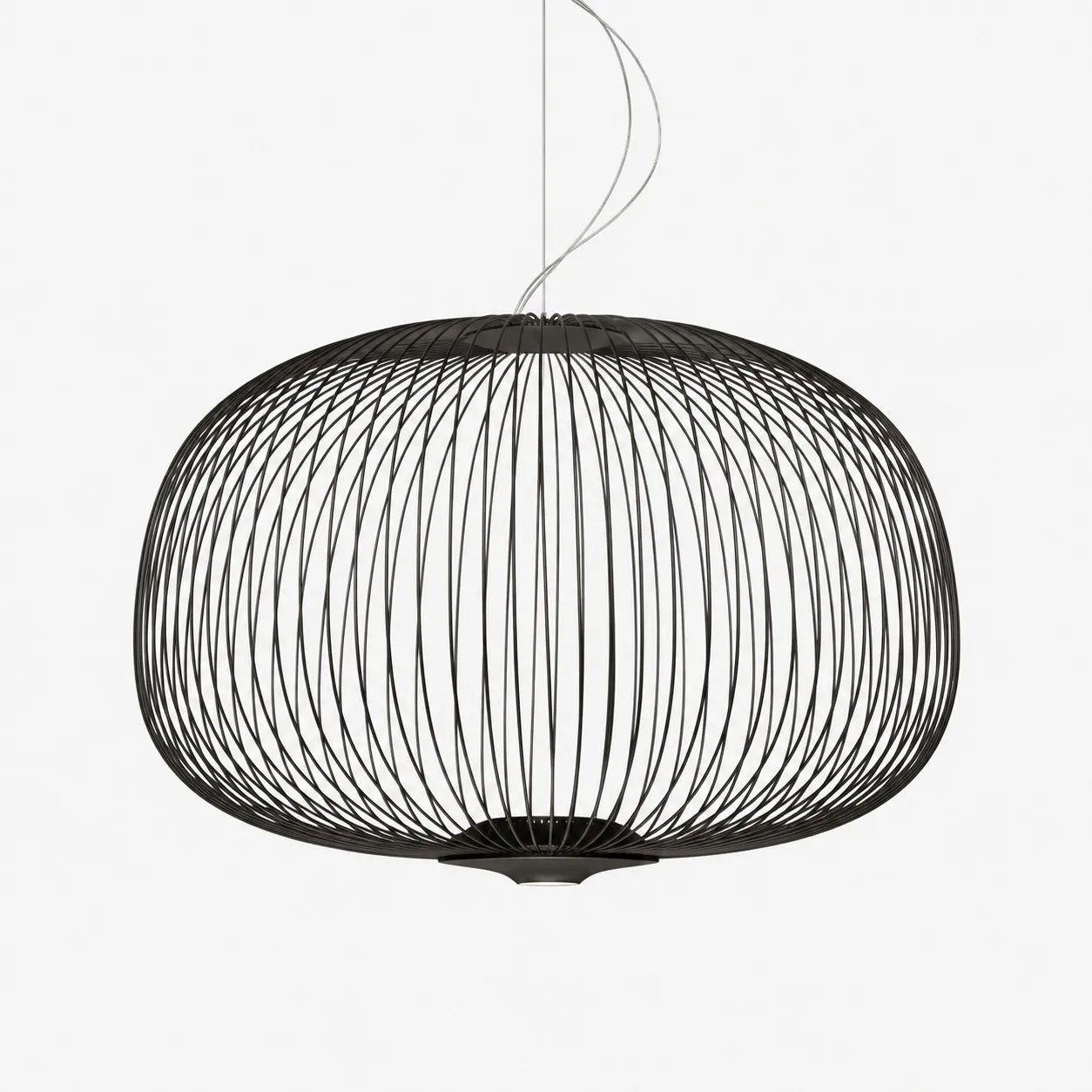 Black wide wire cage pendant