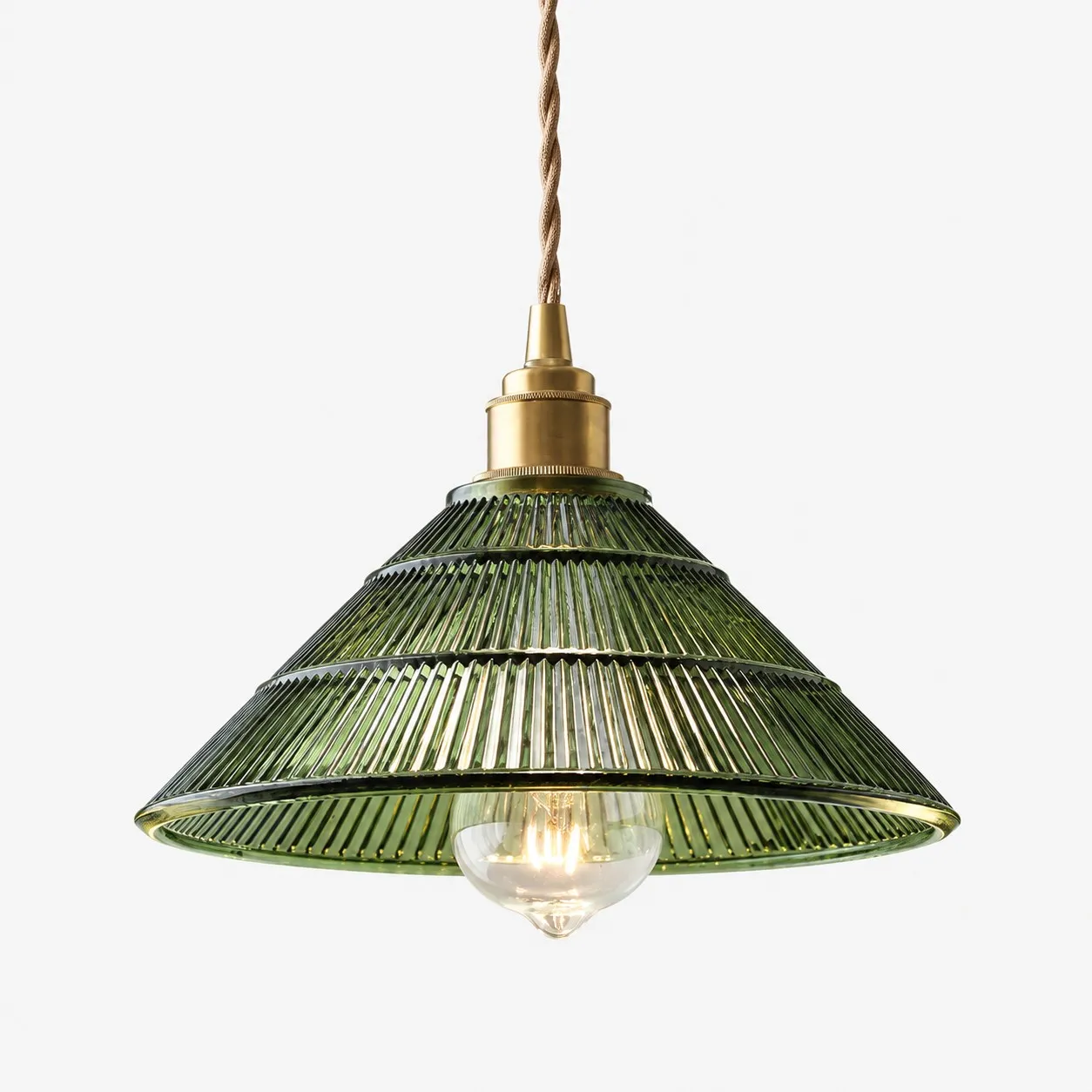 Cone Hat green ribbed glass shade