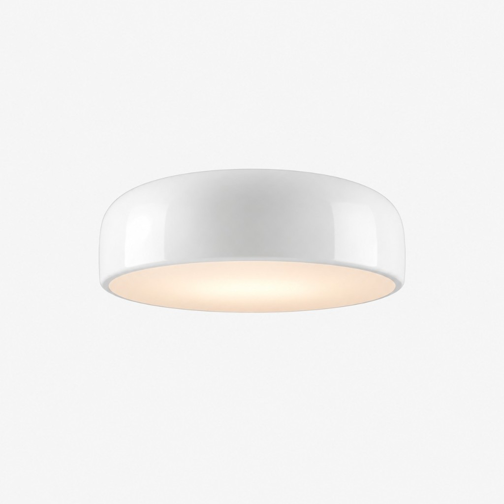 Milk white glossy drum ceiling light