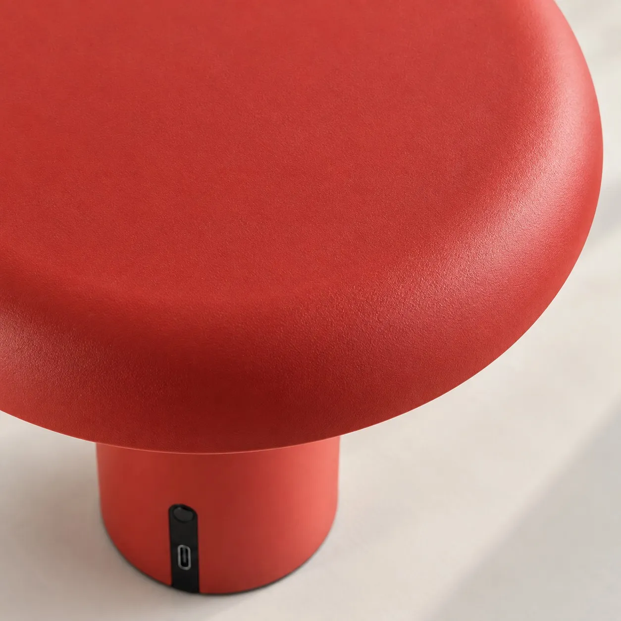 Takku portable table lamp red finish close-up