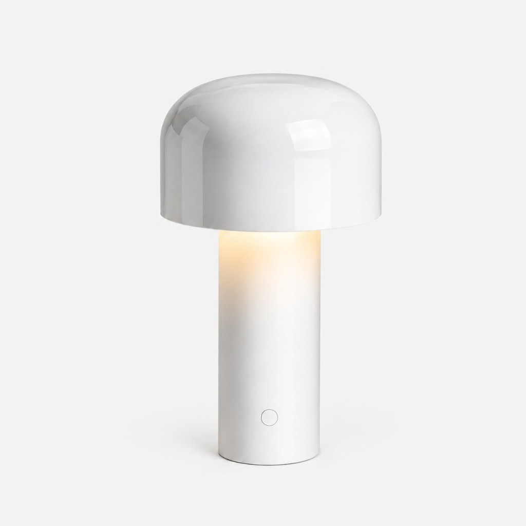 White mushroom dome table lamp