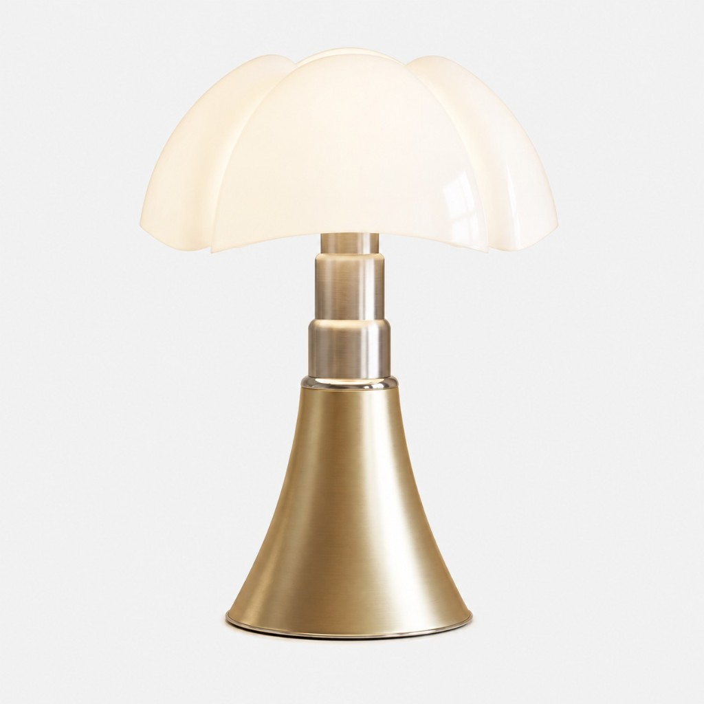 Natural satin brass petal shade table lamp