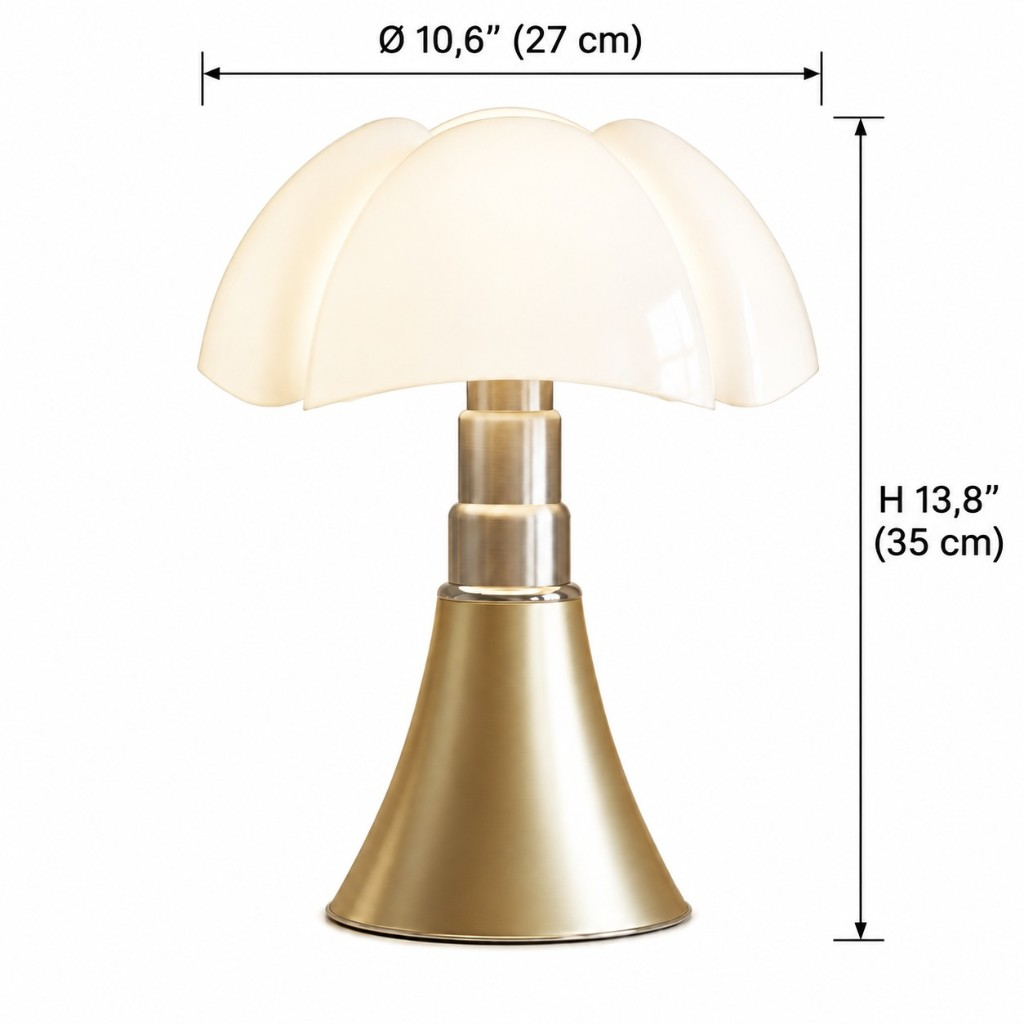 Petal shade table lamp dimensions: diameter 10.6 inches, height 13.8 inches