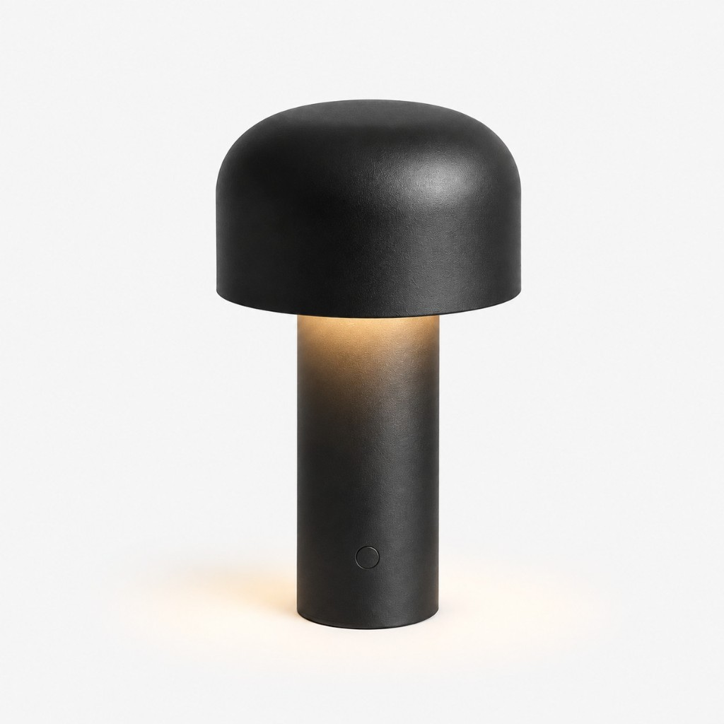 Matte black mushroom dome table lamp