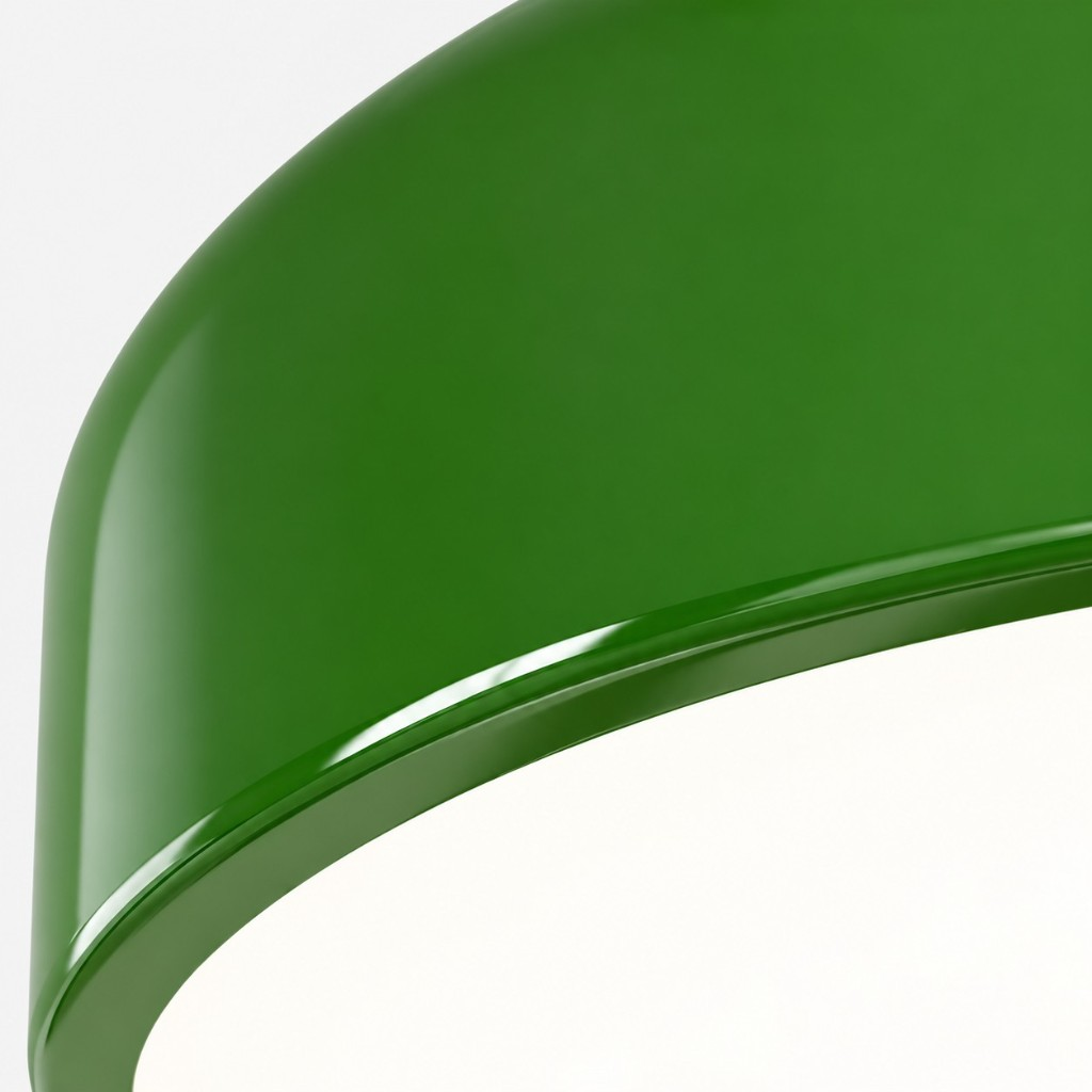 Green drum shade rim close-up