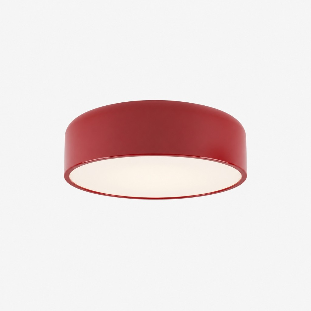 Red glossy drum ceiling light
