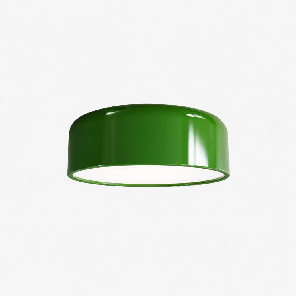 Green glossy drum ceiling light
