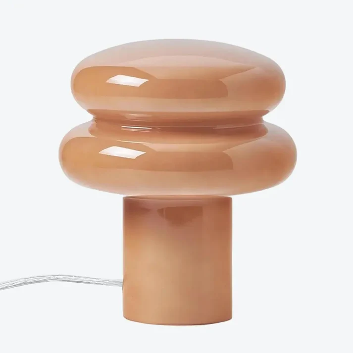 Dusky pink mushroom glass table lamp