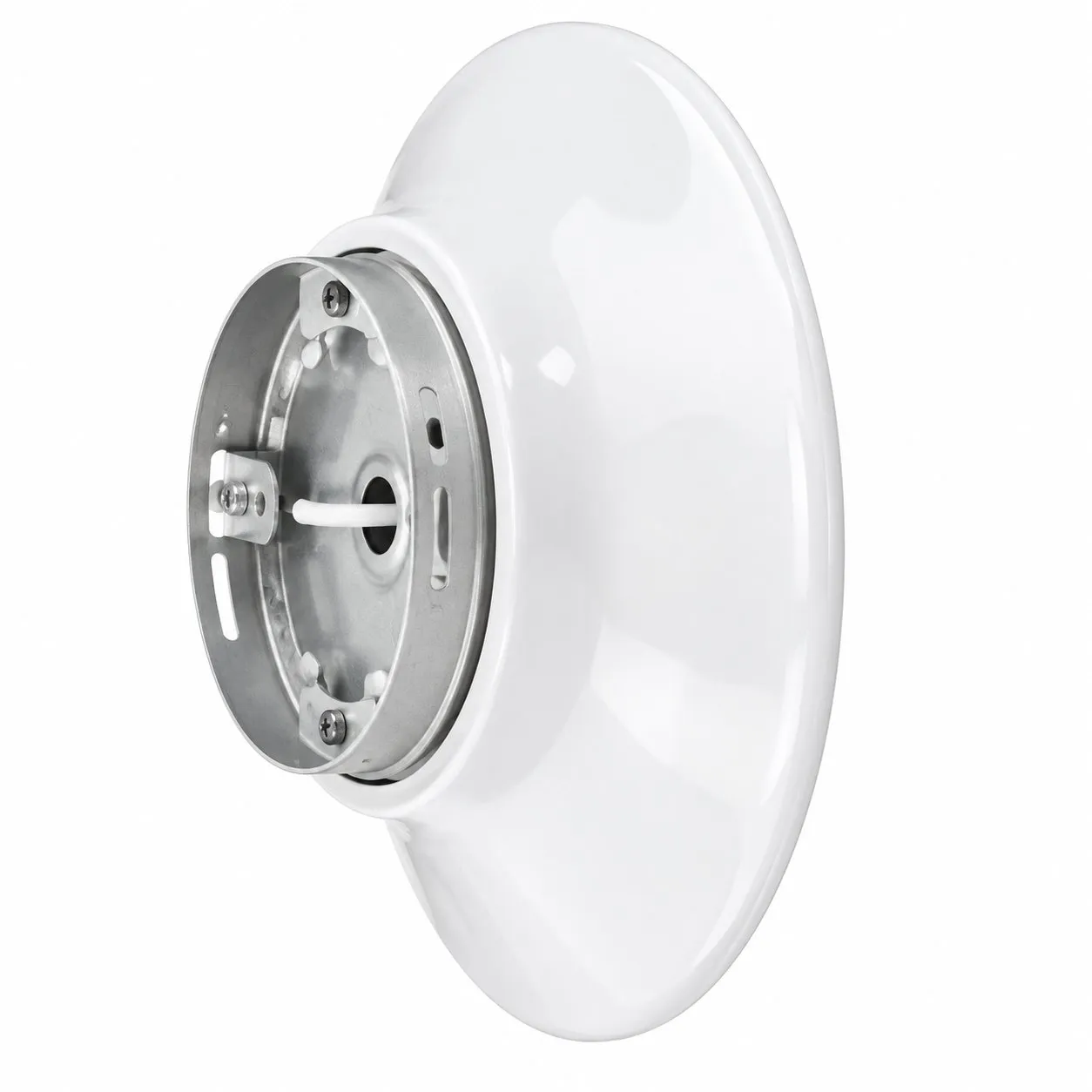 Rear mounting ring of a white polycarbonate disc light