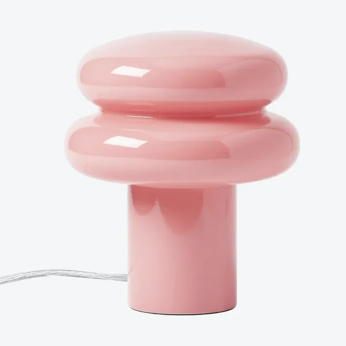 Pink mushroom glass table lamp