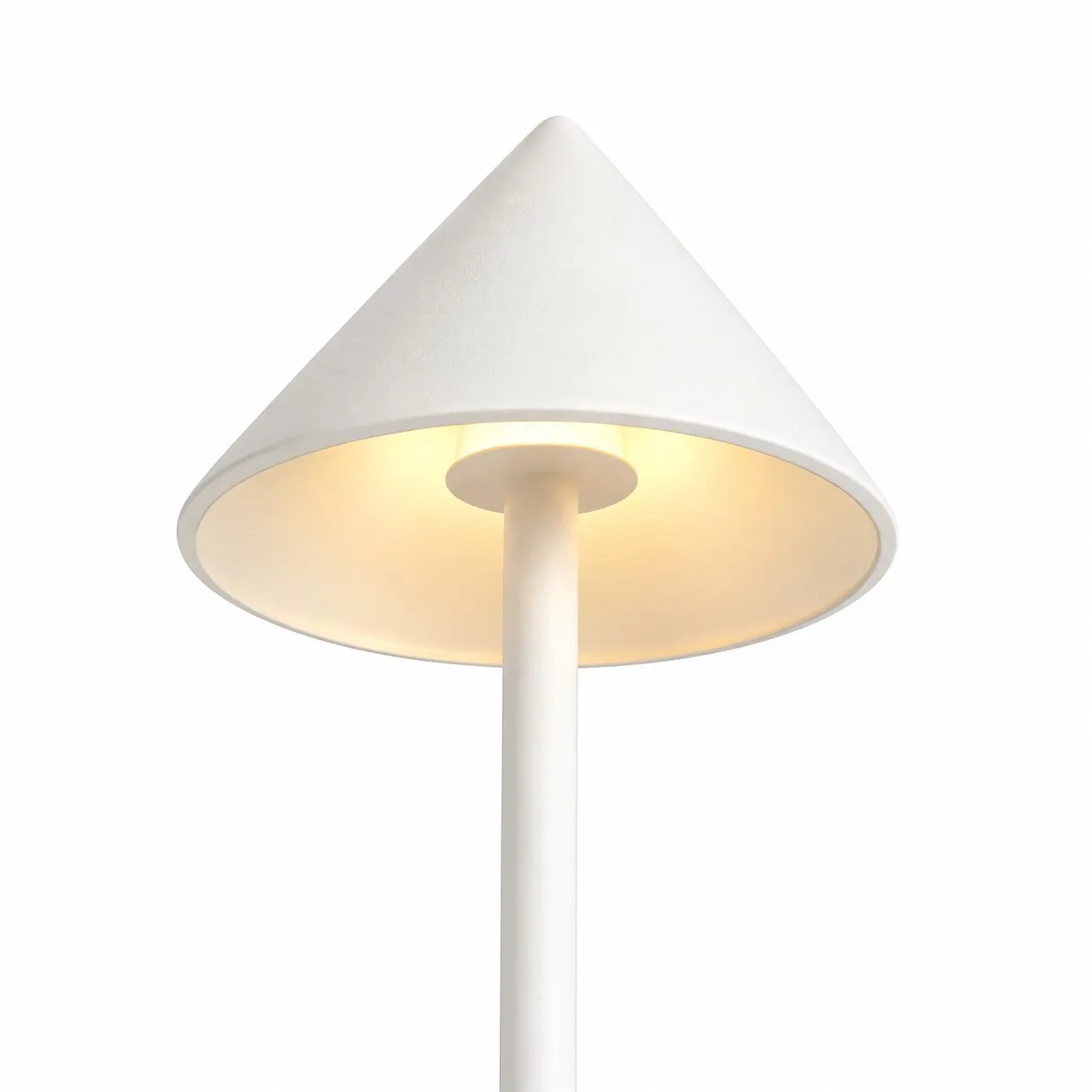 Side view of the glowing shade and slim stem