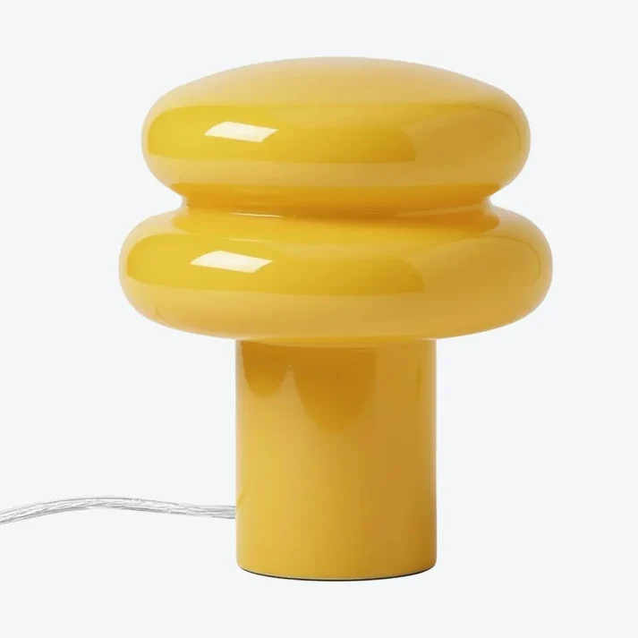 Mustard yellow mushroom glass table lamp