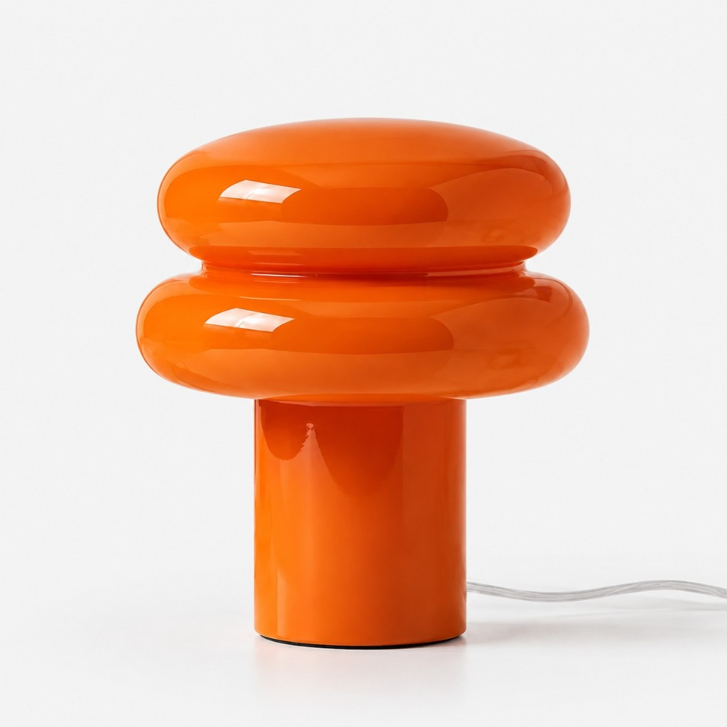 Orange mushroom glass table lamp