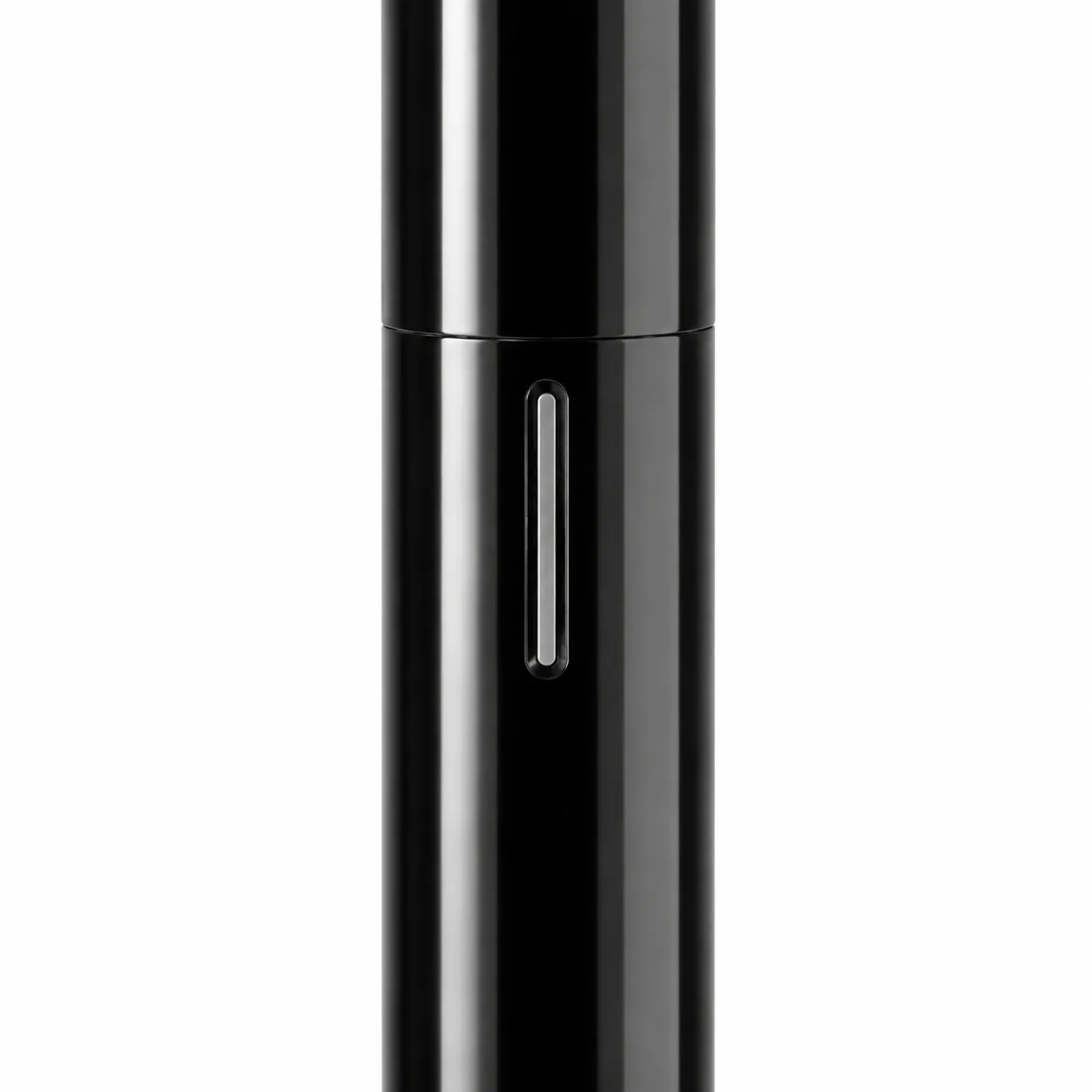 Dimmer slot on the glossy black floor lamp column