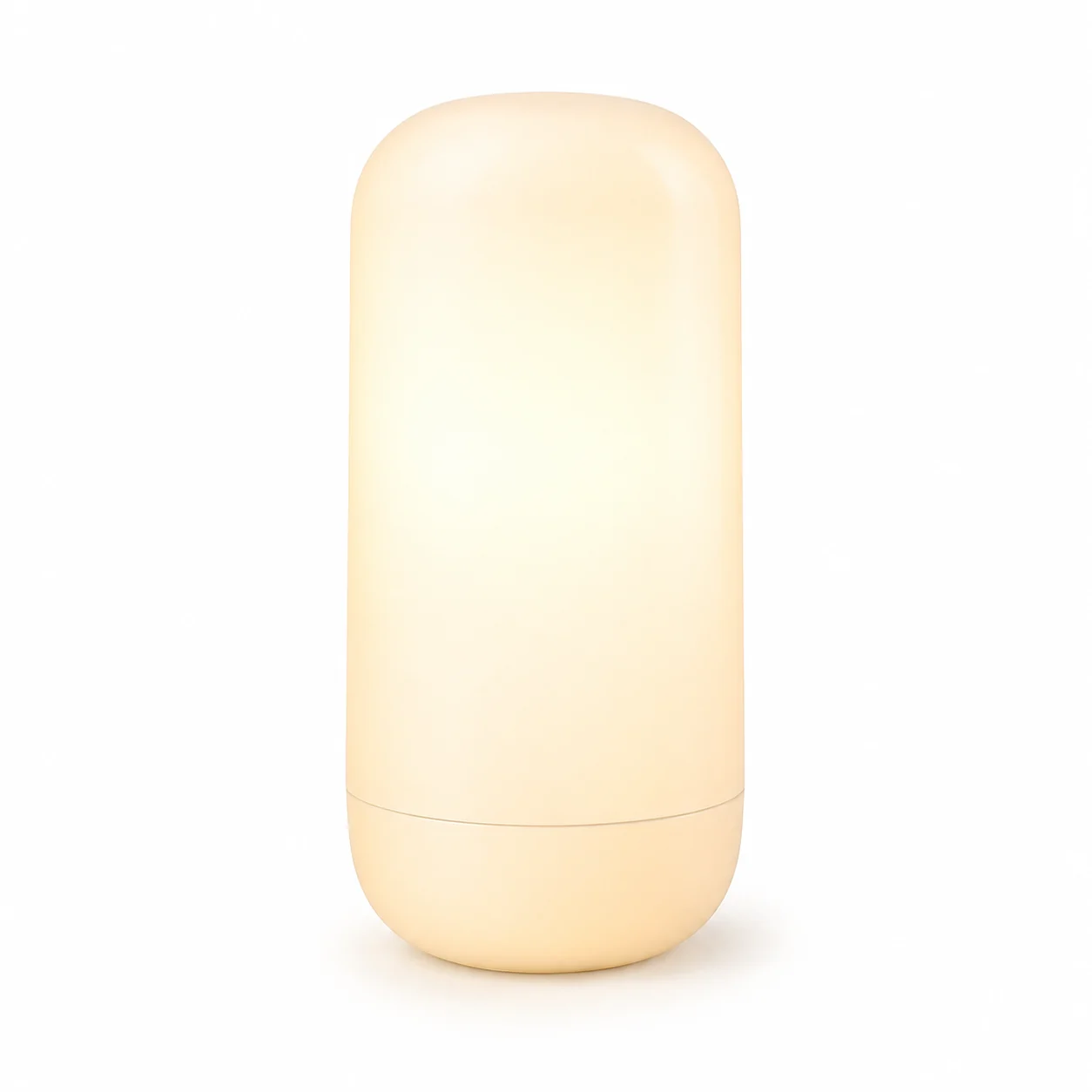 Side view of a white Gople Portable lamp