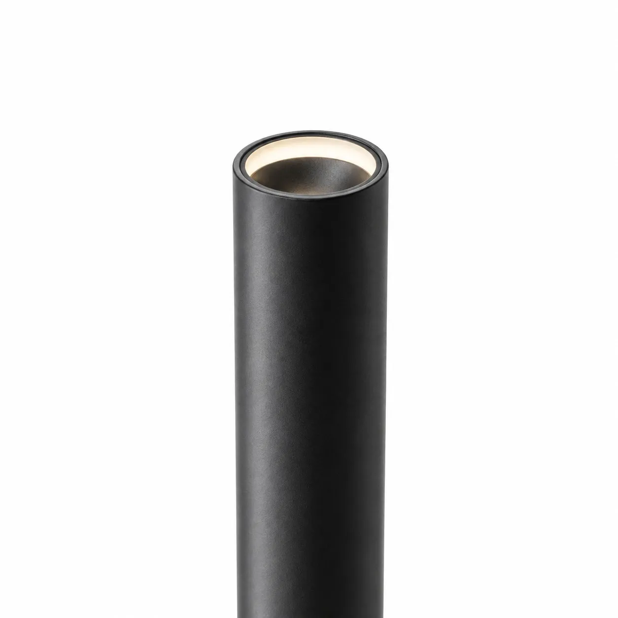 Top rim detail of a black Ilio Mini floor lamp