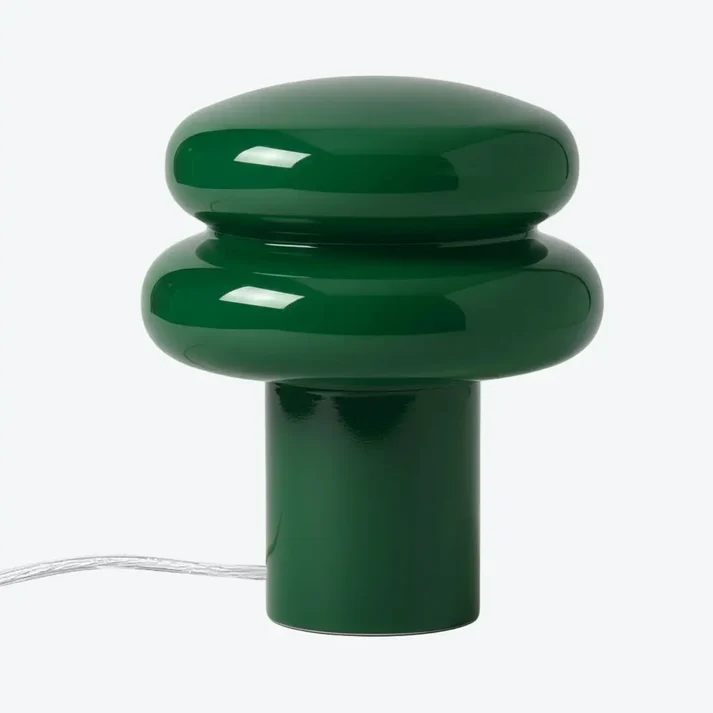 Dark green mushroom glass table lamp