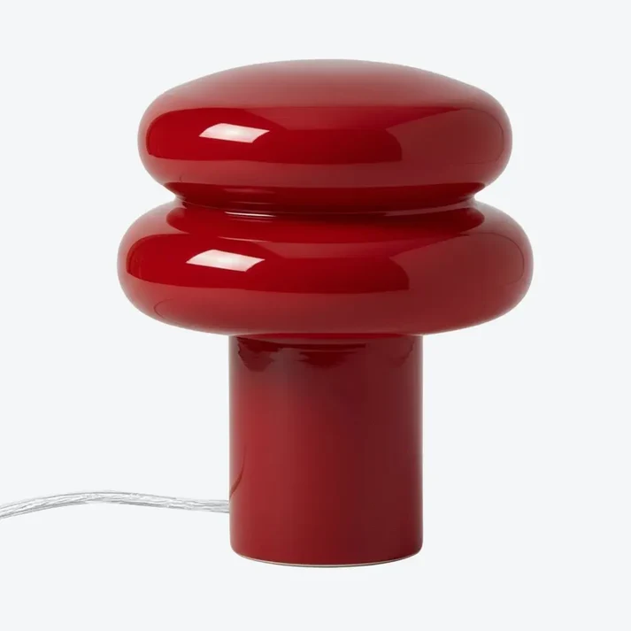 Red mushroom glass table lamp