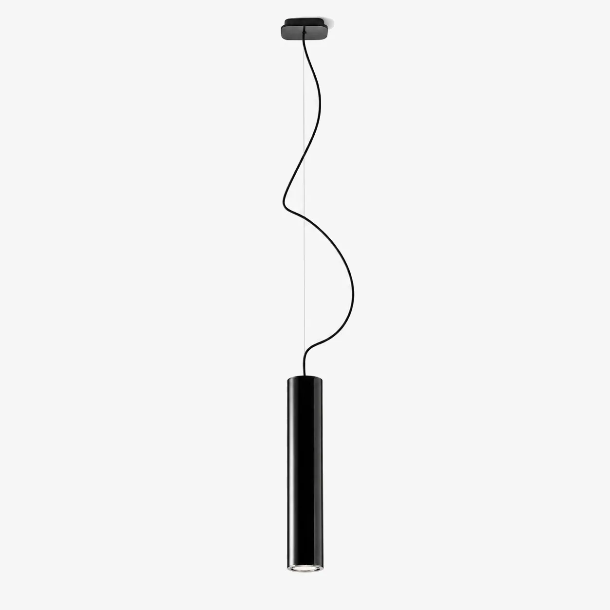 Glossy black pendant lamp