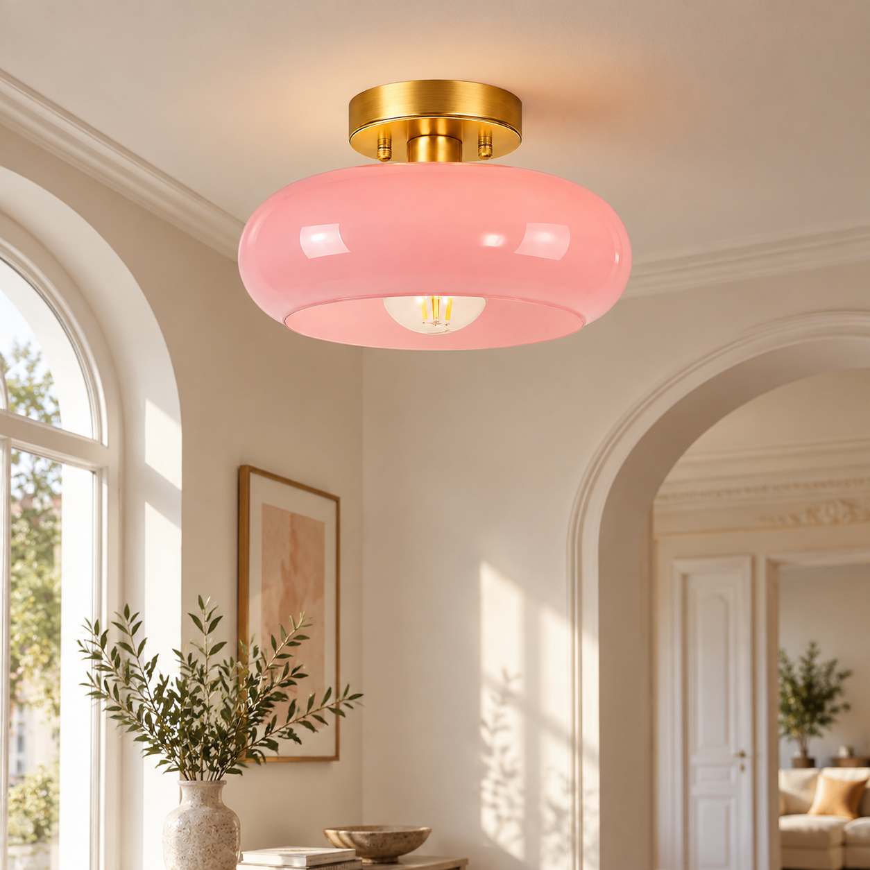 Bauvia Ceiling Light with Bauhaus lines and brass or chrome - New2609-1024642 interior scene