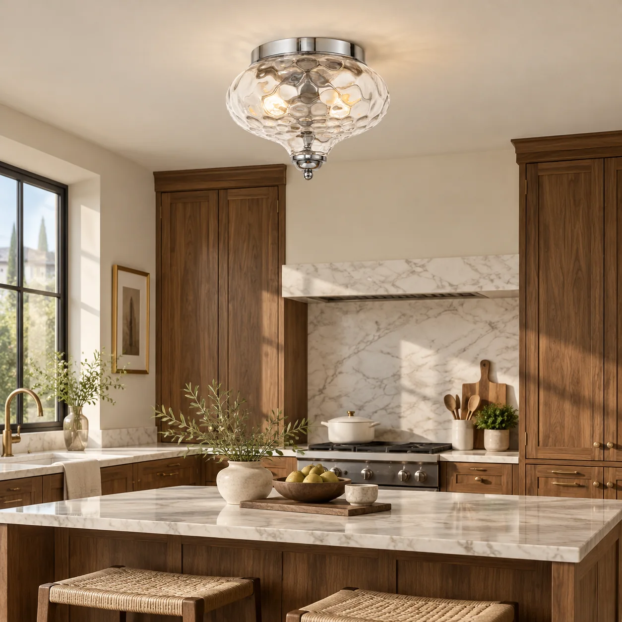 Two-Light Hammered Ceiling Light with four finishes and a flush mount - New2609-1024580 interior scene