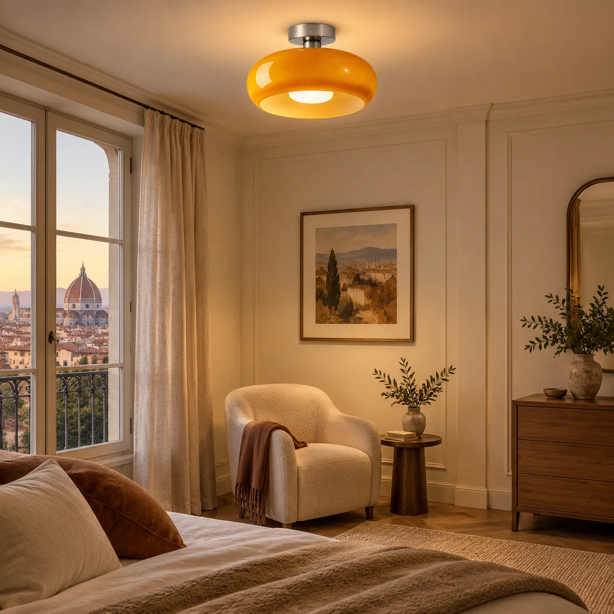 Bauvia Ceiling Light with Bauhaus lines and brass or chrome - New2609-1024653 interior scene