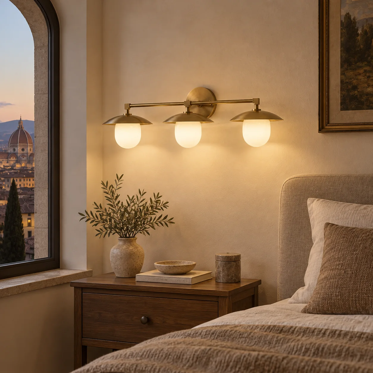 Sculptural Glass Wall Sconce with a brass finish and one to three lights - New2609-1024410 interior scene