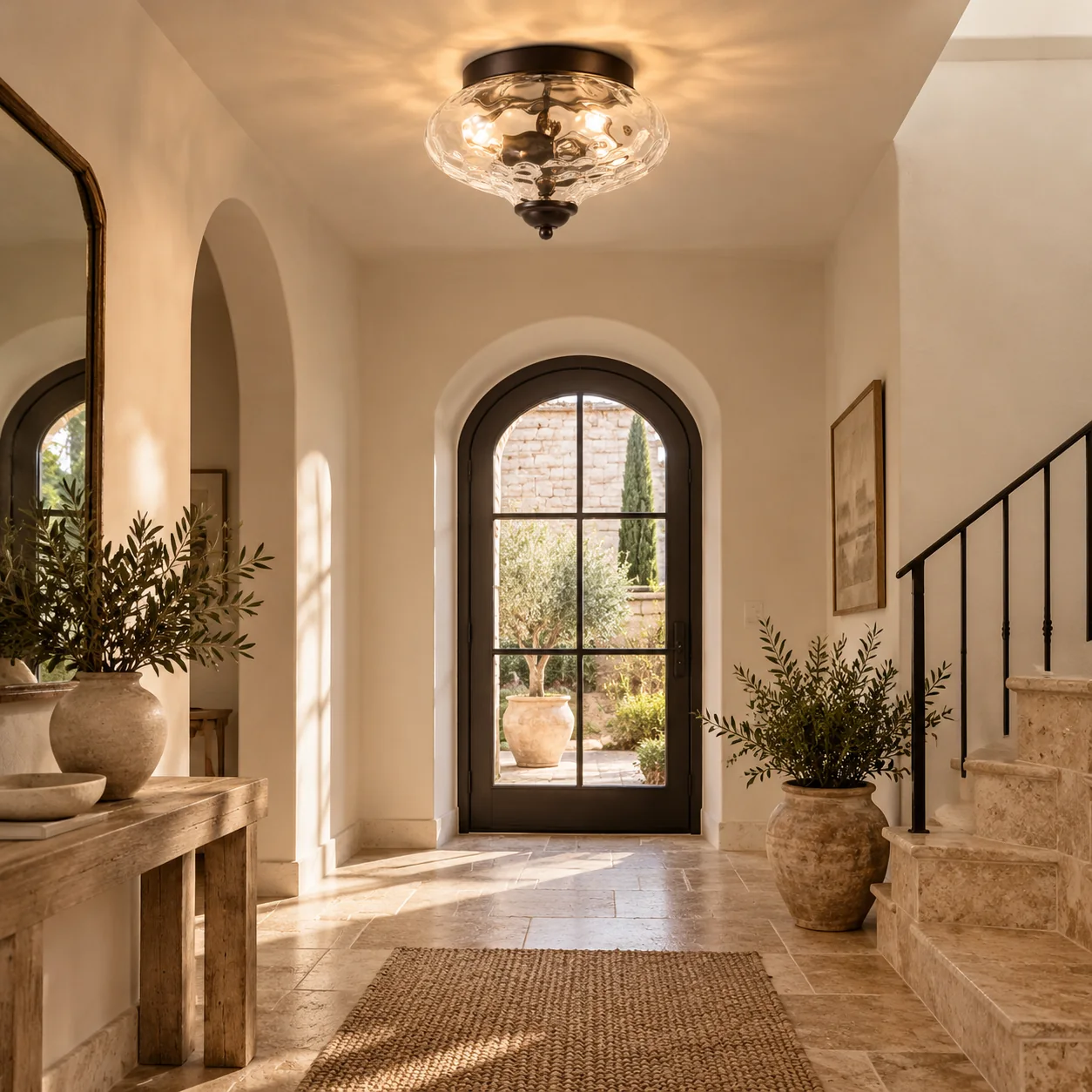 Two-Light Hammered Ceiling Light with four finishes and a flush mount - New2609-1024579 interior scene