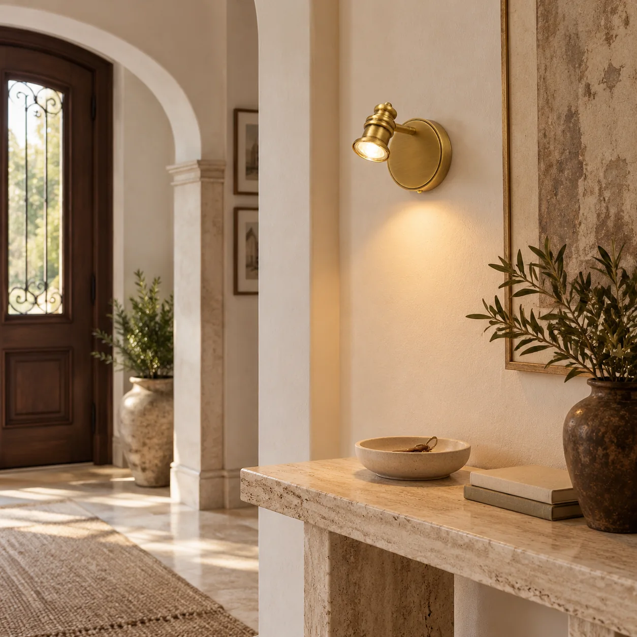 Aurelia Brass Vanity Wall Light with one to five heads and natural brass - New2609-1024417 interior scene