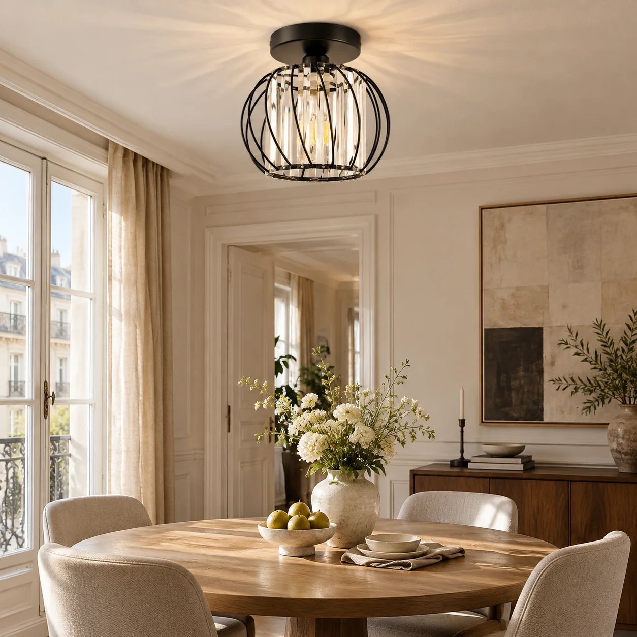 Geometric Crystal Ceiling Light with clear panels and three frame finishes - New2609-1024522 interior scene