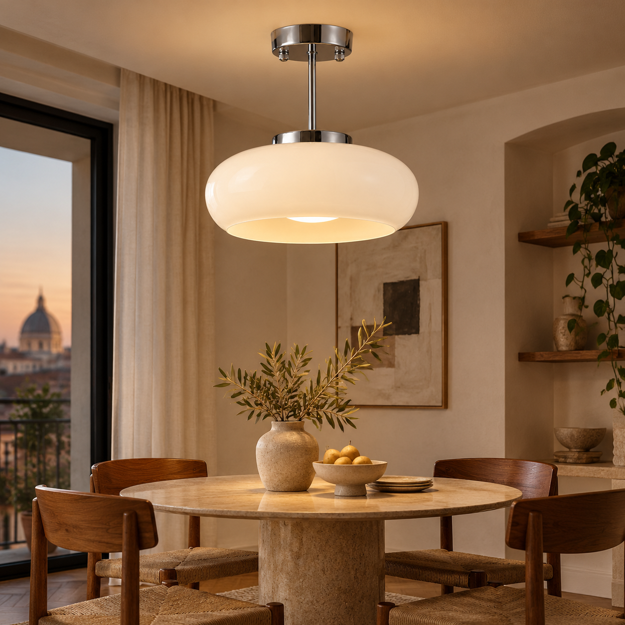 Bauvia Ceiling Light with Bauhaus lines and brass or chrome - New2609-1024657 interior scene