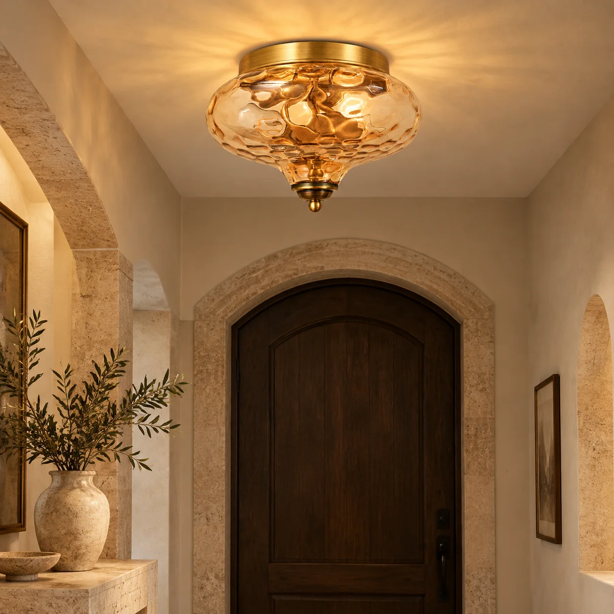 Two-Light Hammered Ceiling Light with four finishes and a flush mount - New2609-1024577 interior scene