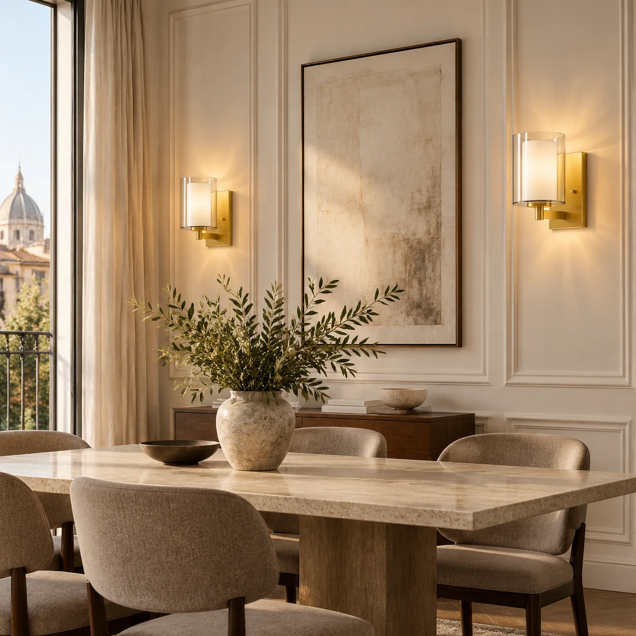 Double Glass Sconces, Set of 2 with clear glass shades and three finishes - New2609-1024569 interior scene