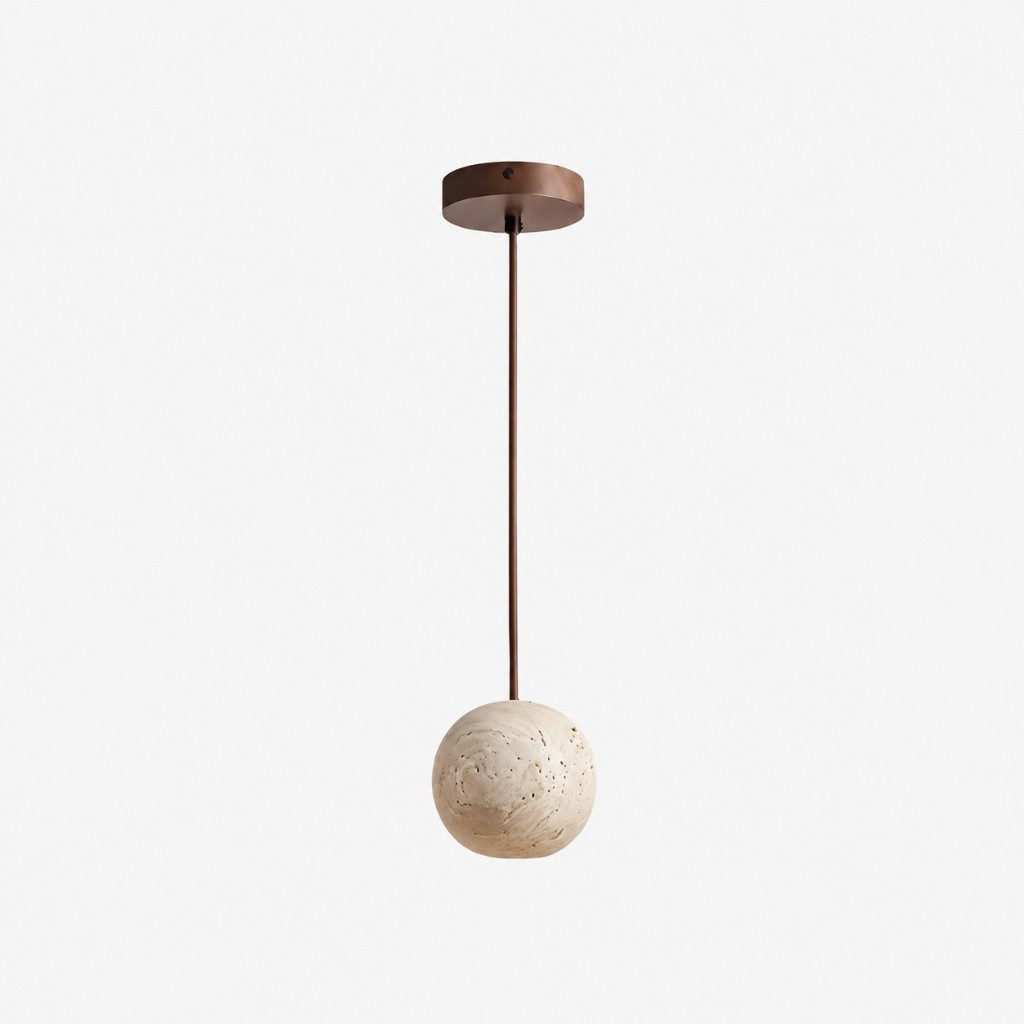 Ball travertine pendant light