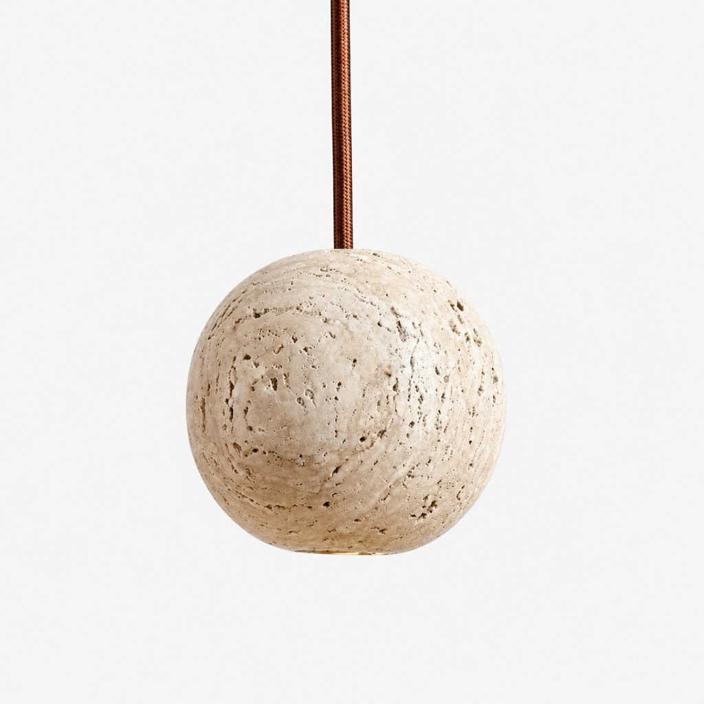 Close view of the travertine sphere