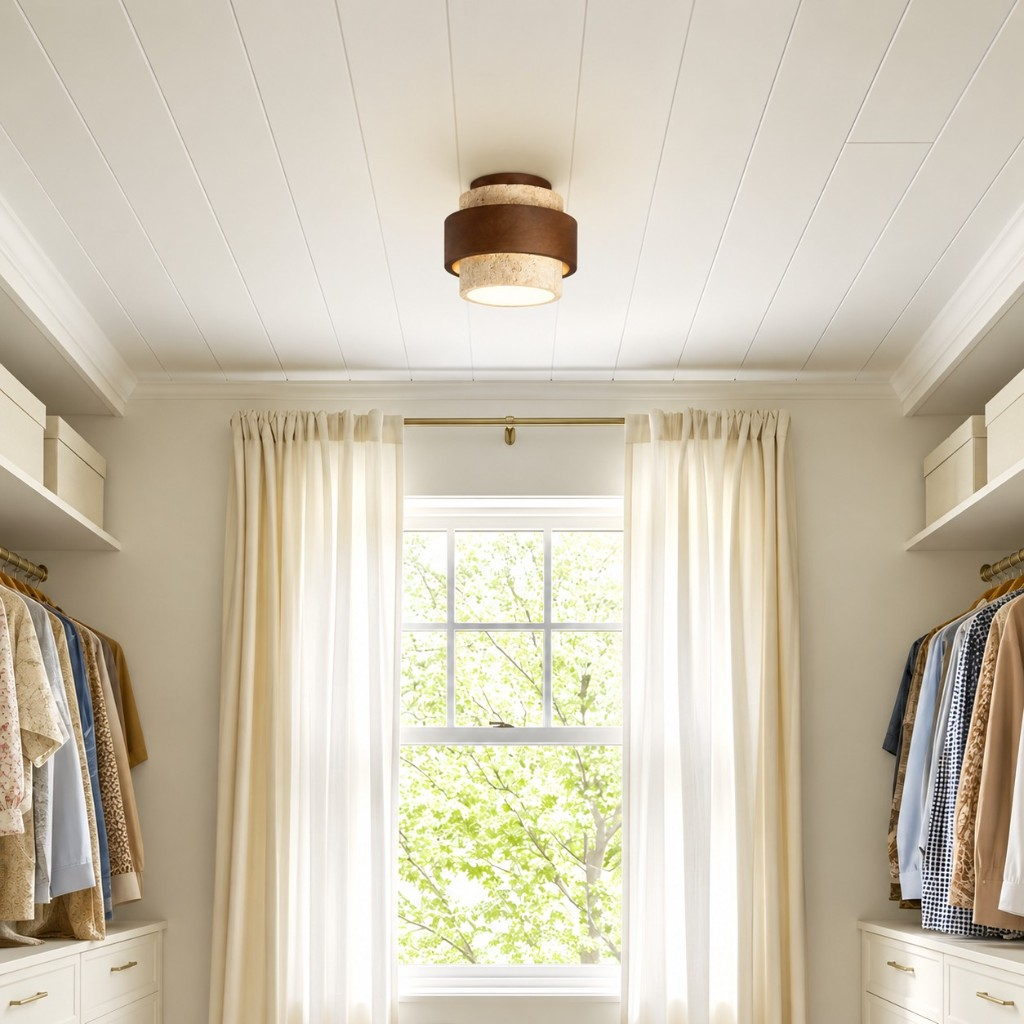 Stacked band ceiling light in a closet