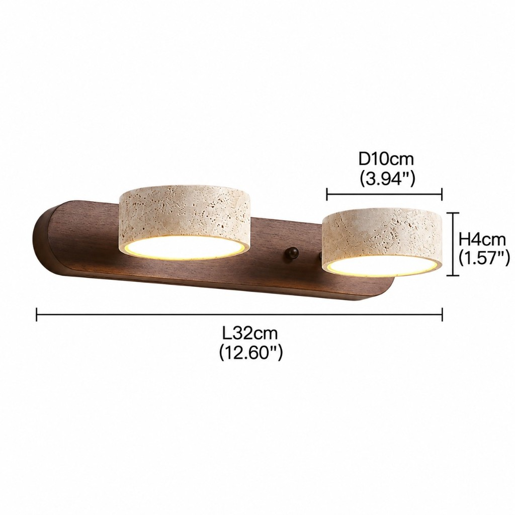 Two-light dimensions: length 12.60 inches, shade height 1.57 inches, diameter 3.94 inches