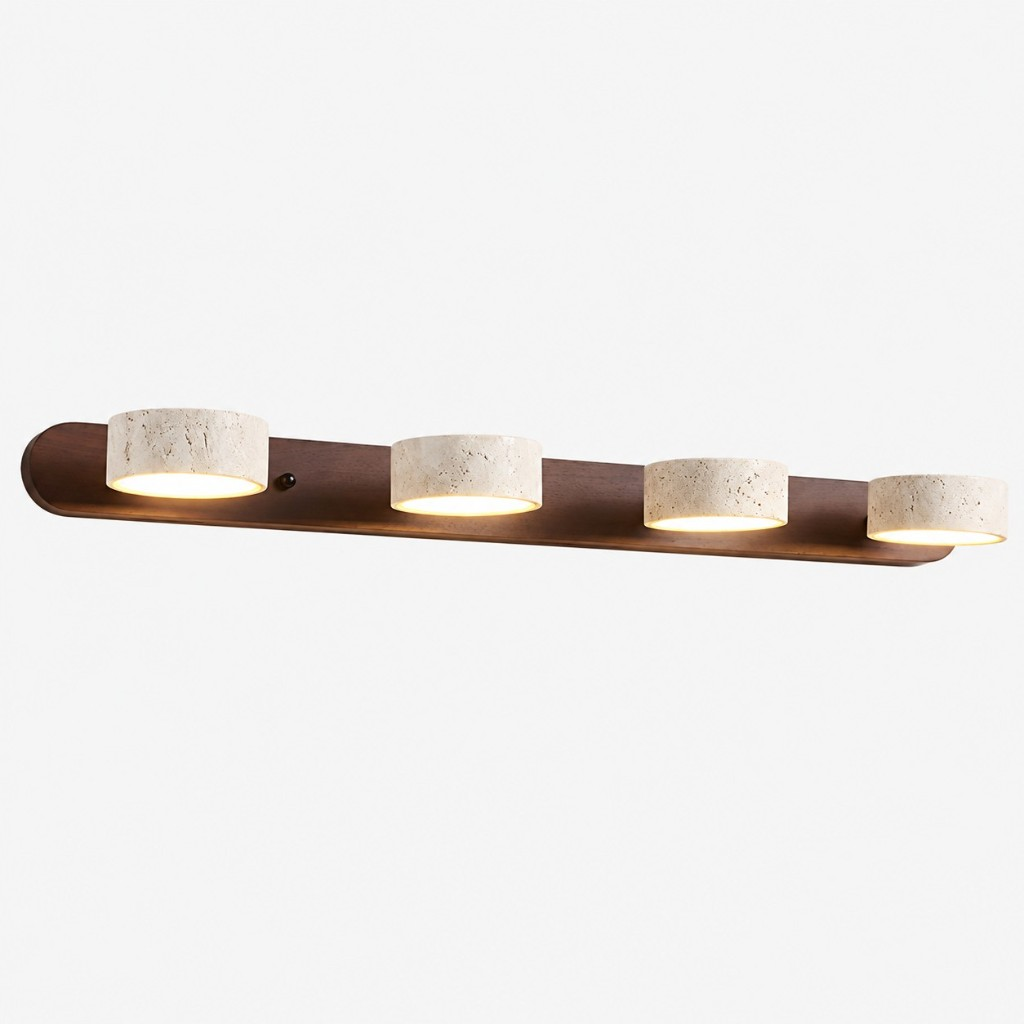 Walnut four-light travertine wall sconce